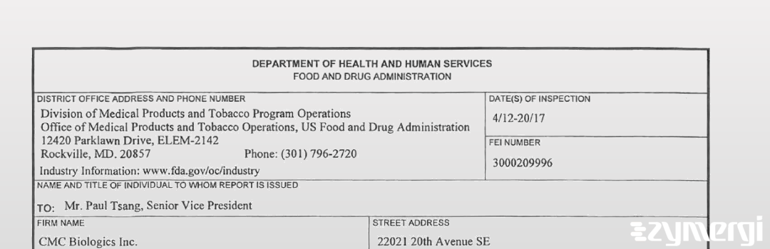 FDANews 483 CMC ICOS Biologics, Inc Apr 20 2017 top