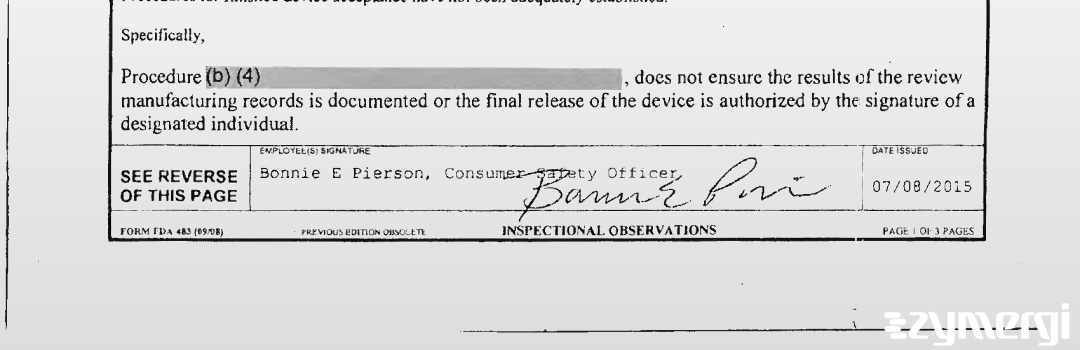 Bonnie E. Pierson FDA Investigator Bonnie E. Conley FDA Investigator