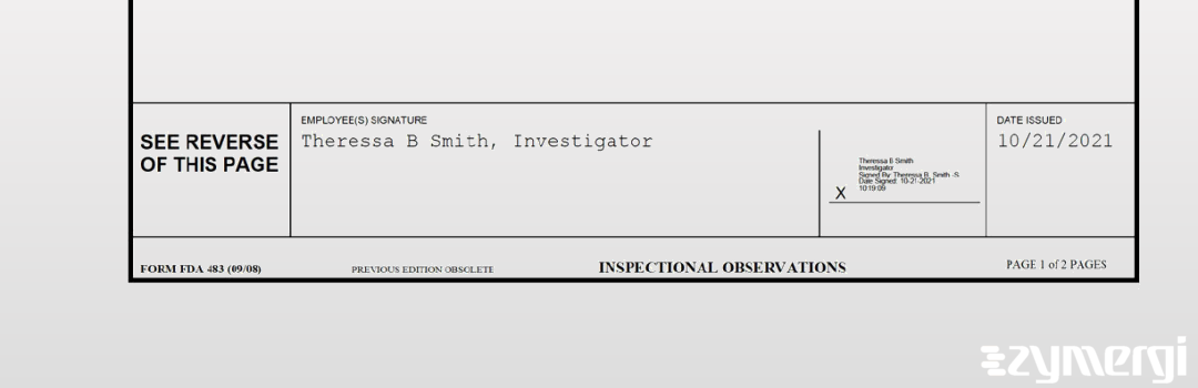 Theressa B. Smith FDA Investigator 