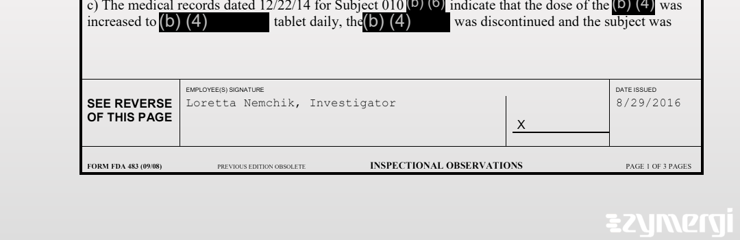 Loretta Nemchik FDA Investigator 