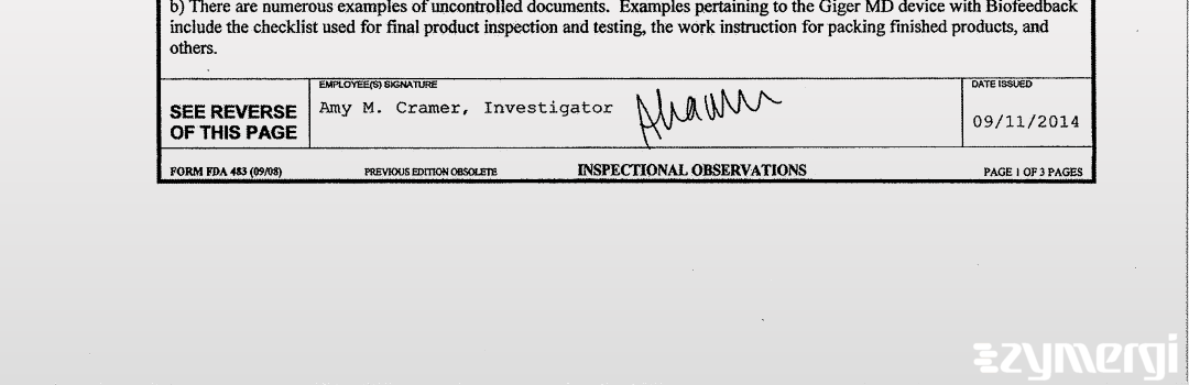 Amy M. Cramer FDA Investigator 