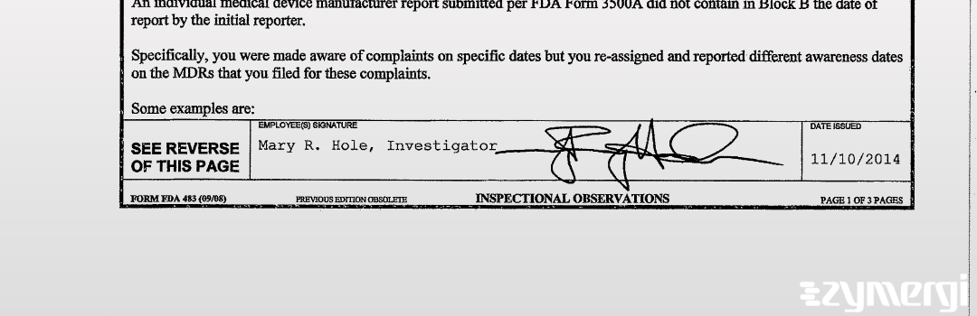 Mary R. Hole FDA Investigator 