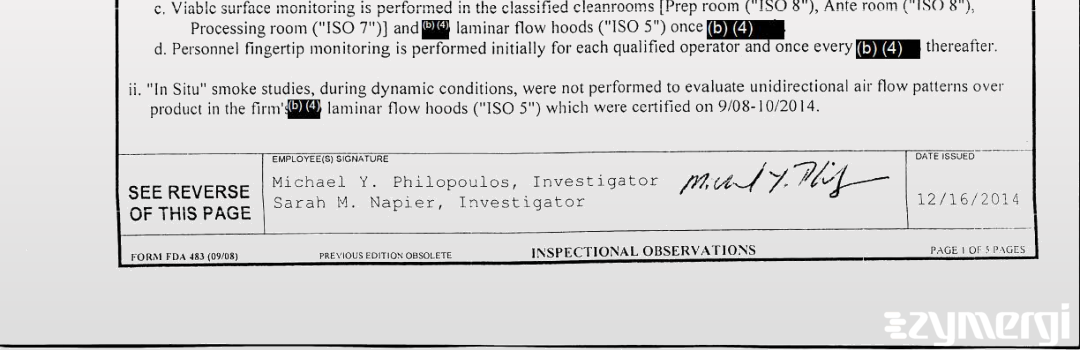 Constantin Y. Philopoulos FDA Investigator Sarah M. Meng FDA Investigator