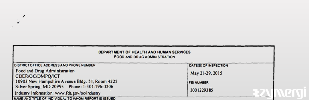 FDANews 483 Corden Pharma Latina S.p.A. May 29 2015 top