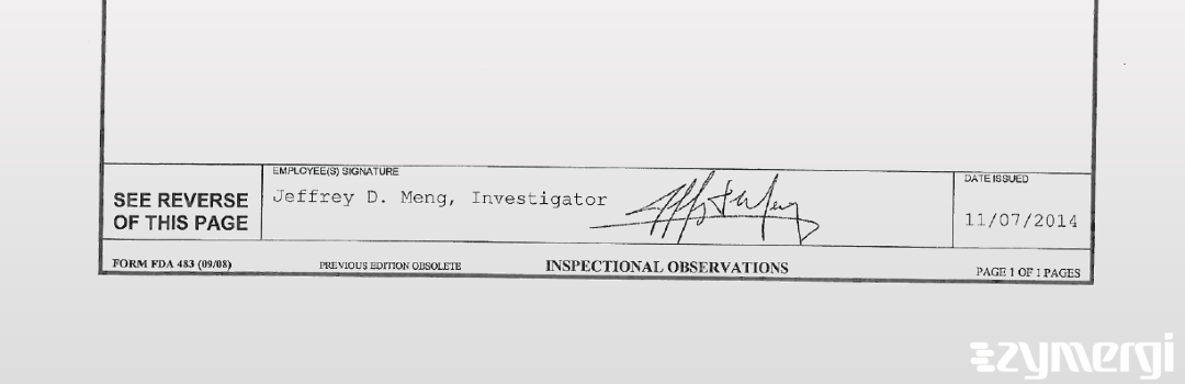 Jeffrey D. Meng FDA Investigator 