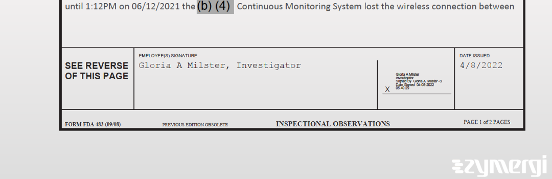 Gloria A. Milster FDA Investigator 