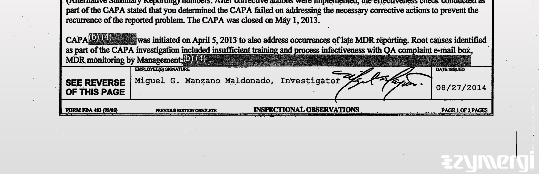 Miguel G. Manzano FDA Investigator 