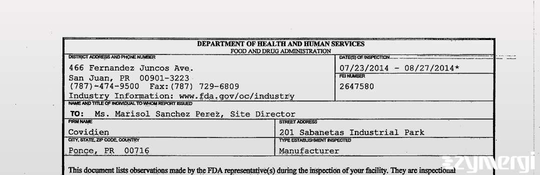 FDANews 483 Covidien Aug 27 2014 top