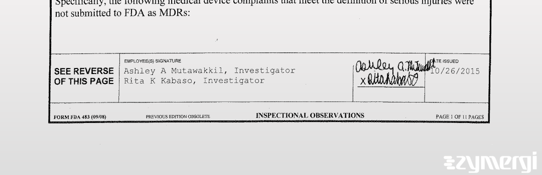 Rita K. Kabaso FDA Investigator Ashley A. Mutawakkil FDA Investigator 