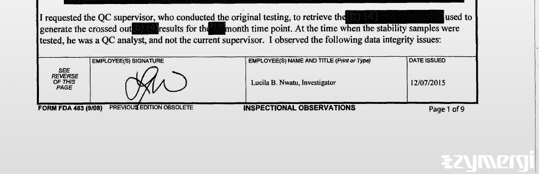 Lucila B. Nwatu FDA Investigator 