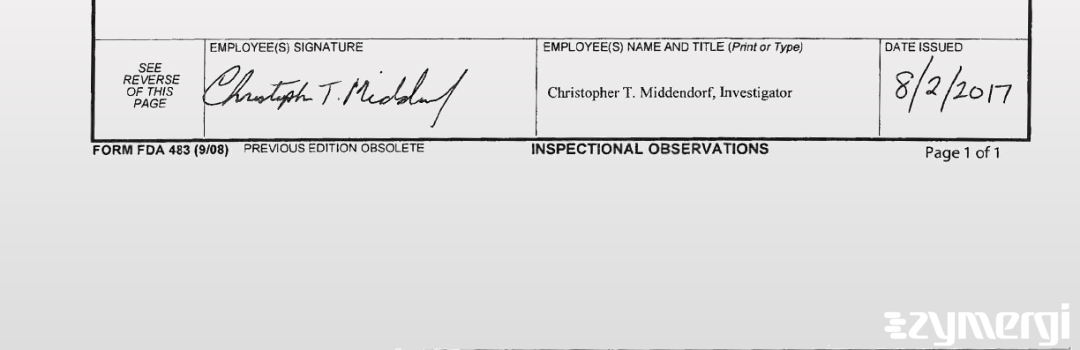 Christopher T. Middendorf FDA Investigator 