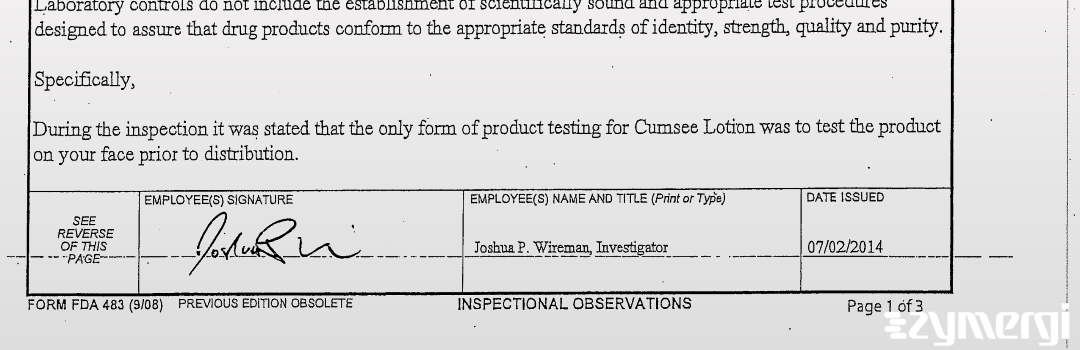 Joshua P. Wireman FDA Investigator