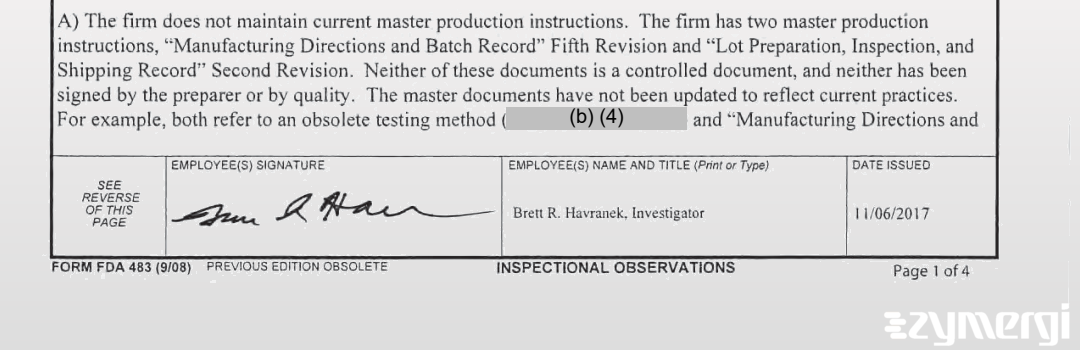 Brett R. Havranek FDA Investigator 