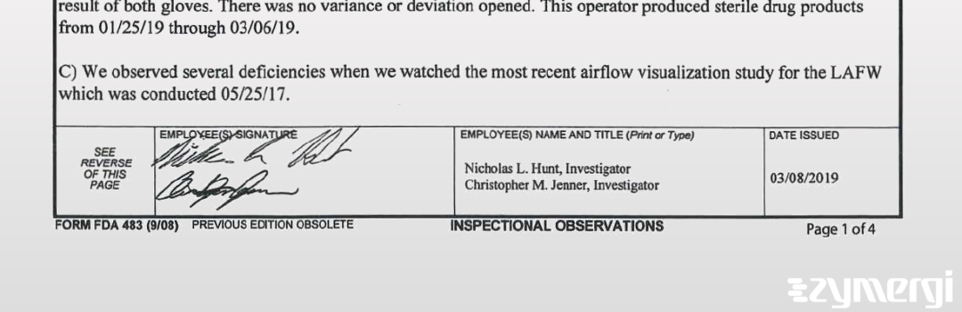 Nicholas L. Hunt FDA Investigator Christopher M. Jenner FDA Investigator
