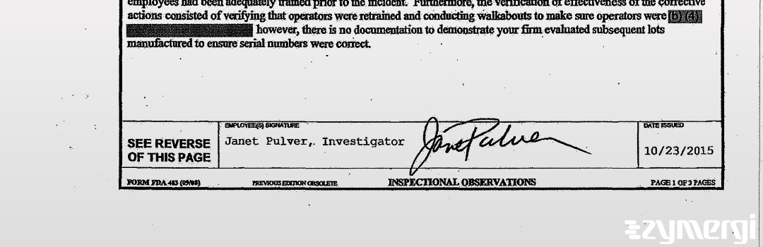 Janet Pulver FDA Investigator Leonard H. Lavi FDA Investigator 