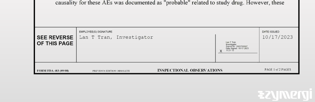 Lan T. Tran FDA Investigator 