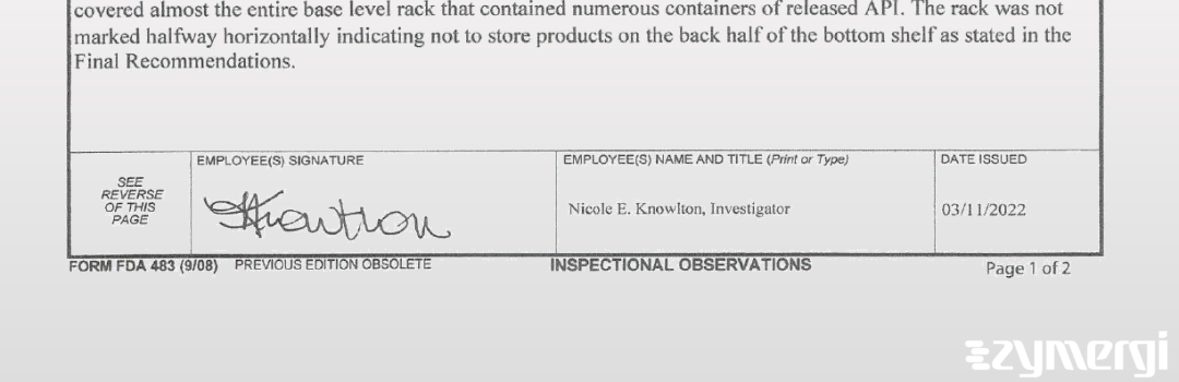 Nicole E. Knowlton FDA Investigator 