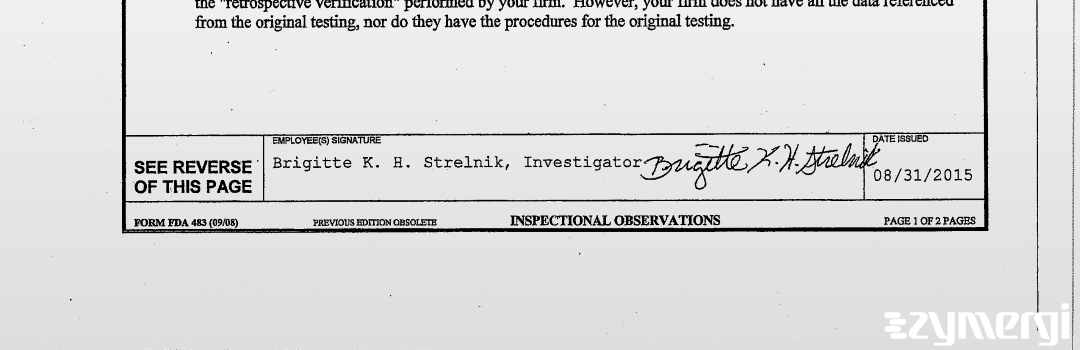 Brigitte K. Strelnik FDA Investigator 