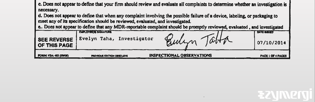 Evelyn Taha FDA Investigator 