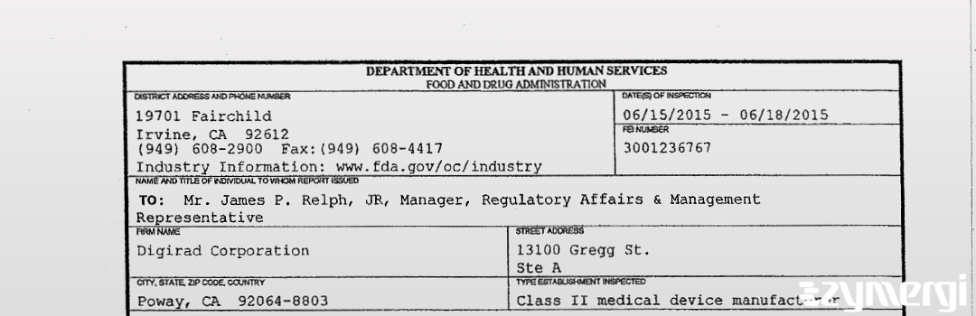 FDANews 483 Digirad Corporation Jun 18 2015 top