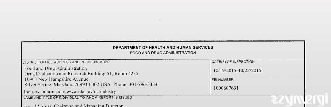 FDANews 483 Dishman Pharmaceuticals & Chemicals Ltd. Oct 22 2015 top