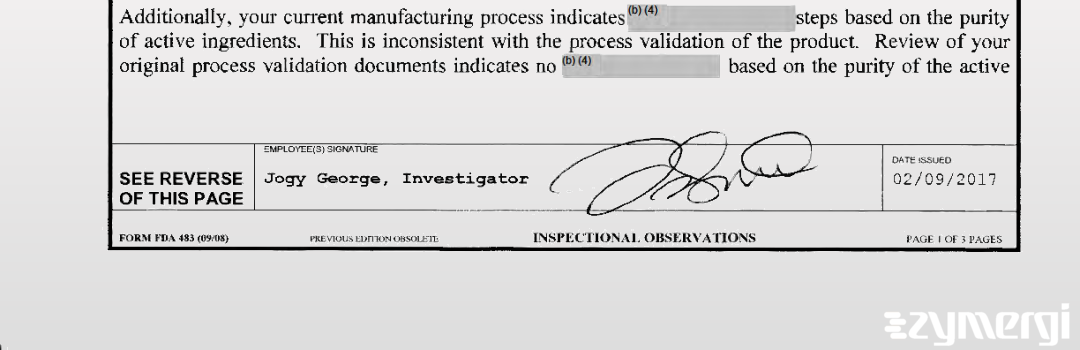 Jogy George FDA Investigator 
