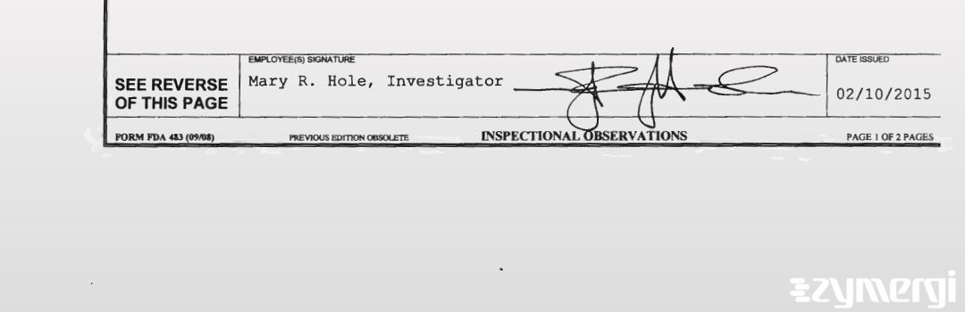 Mary R. Hole FDA Investigator 