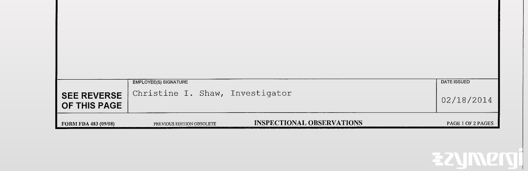 Christine I. Shaw FDA Investigator