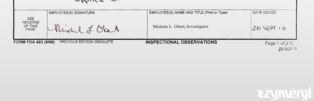 Michele L. Obert FDA Investigator 