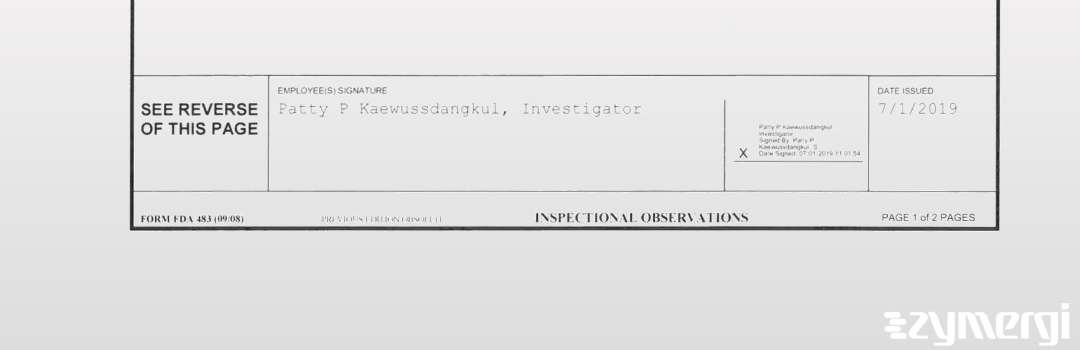 Patty P. Kaewussdangkul FDA Investigator 