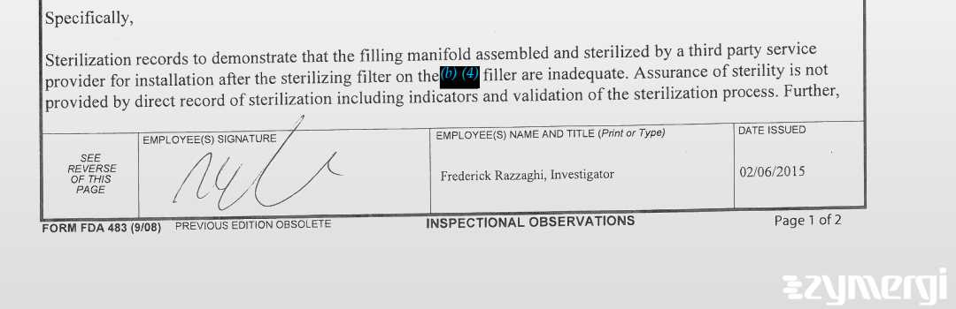 Frederick Razzaghi FDA Investigator 