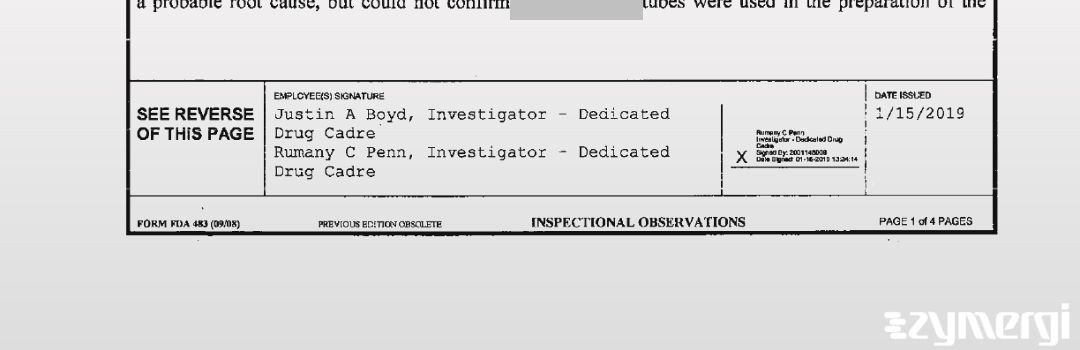 Justin A. Boyd FDA Investigator Rumany C. Penn FDA Investigator 