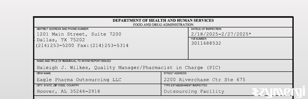 FDANews 483 Eagle Pharmacy, Inc. Feb 27 2025 top