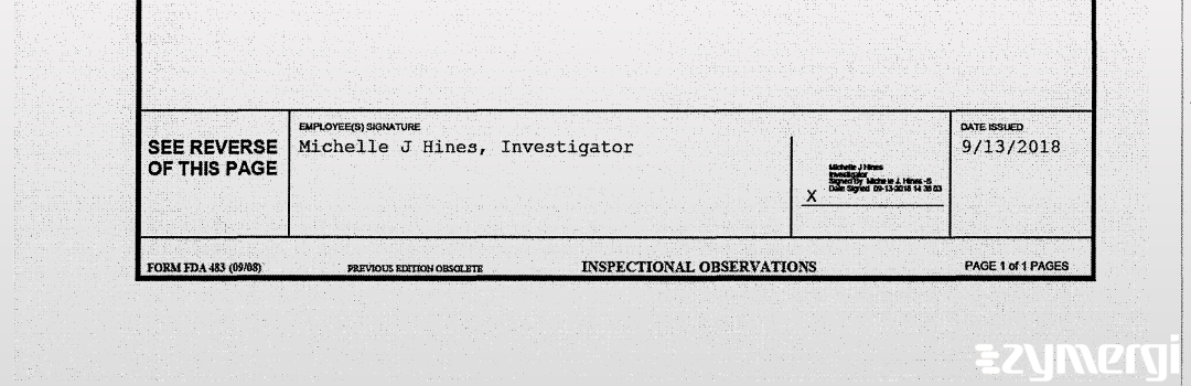 Michelle J. Hines FDA Investigator