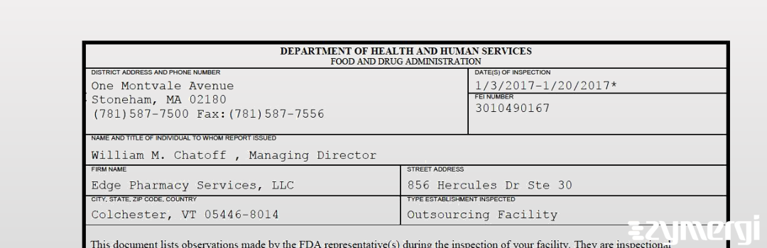 FDANews 483 Edge Pharmacy Services, LLC Jan 20 2017 top