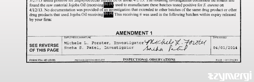 Sneha S. Patel FDA Investigator Michele L. Forster FDA Investigator 