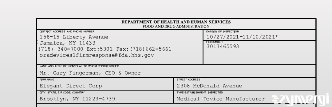 FDANews 483 Elegant Direct Corp Nov 10 2021 top