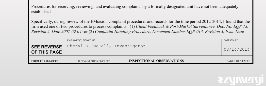 Cheryl D. McCall FDA Investigator 