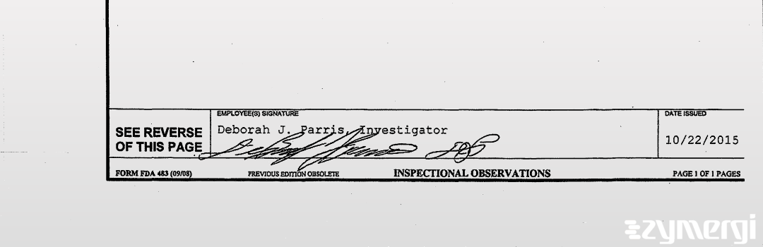 Deborah J. Parris FDA Investigator 