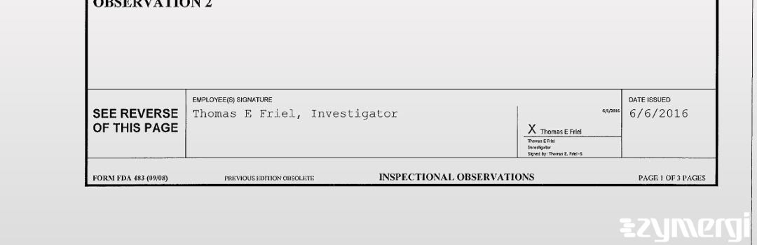 Thomas E. Friel FDA Investigator 