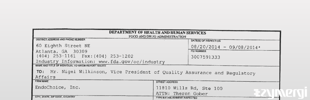 FDANews 483 EndoChoice, Inc. Sep 8 2014 top