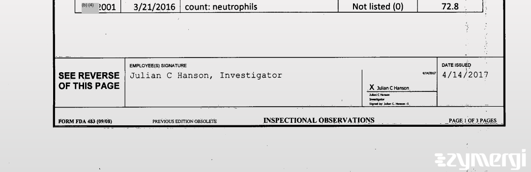 Julian C. Hanson FDA Investigator 