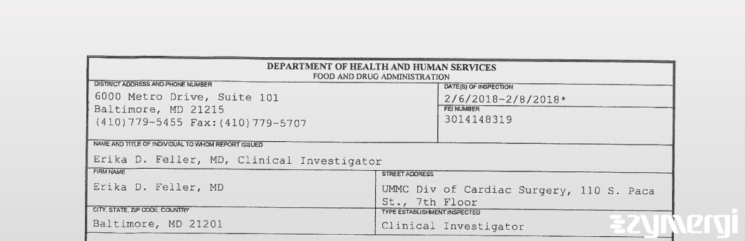 FDANews 483 Erika D. Feller, MD Feb 8 2018 top