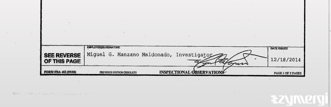 Miguel G. Manzano FDA Investigator 