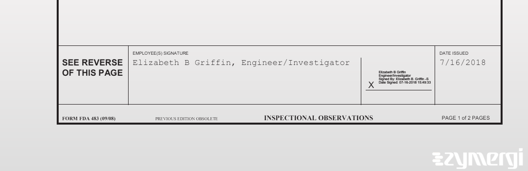 Elizabeth B. Griffin FDA Investigator 