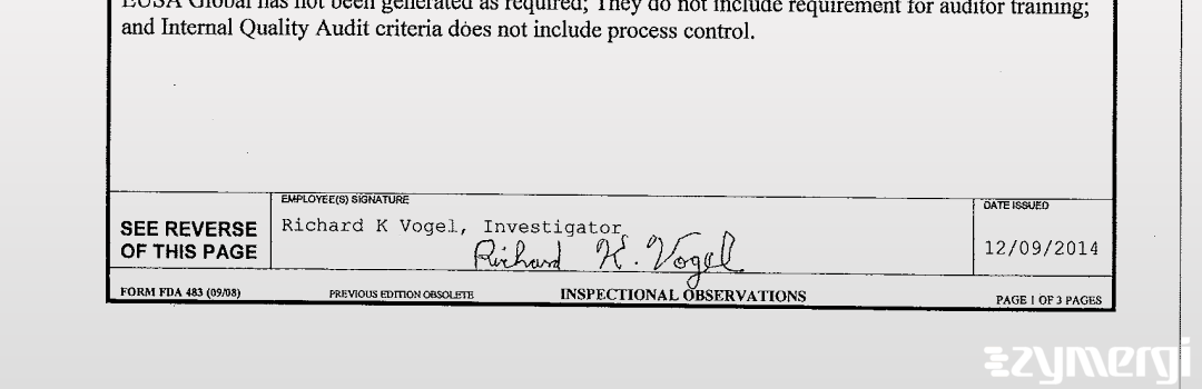 Richard K. Vogel FDA Investigator 