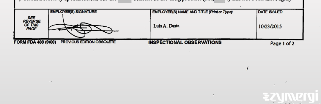 Luis A. Dasta FDA Investigator 
