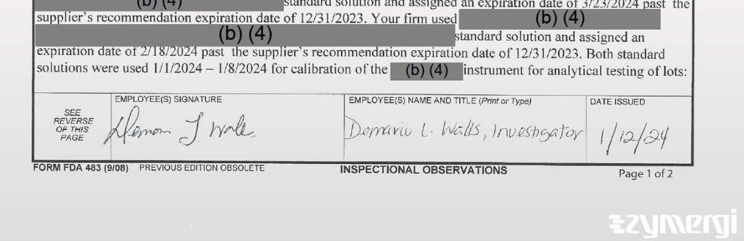 Demario L. Walls FDA Investigator 