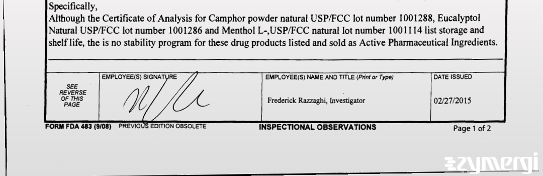 Frederick Razzaghi FDA Investigator