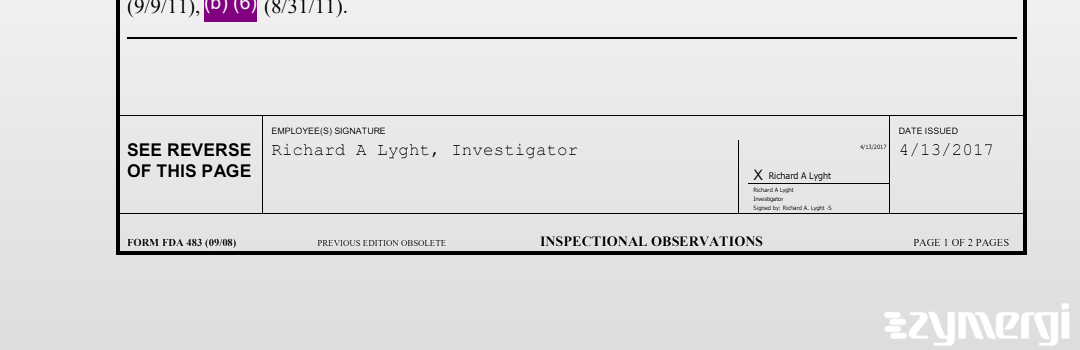 Richard A. Lyght FDA Investigator 
